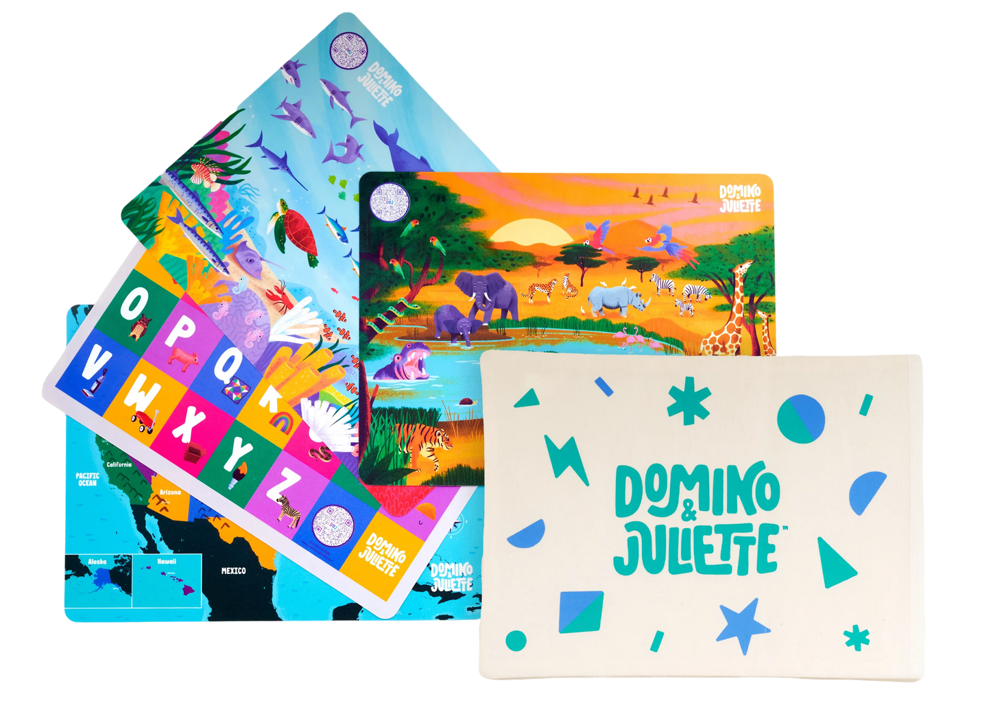 Travel Placemats 4 Pack for Kids Learning Fun