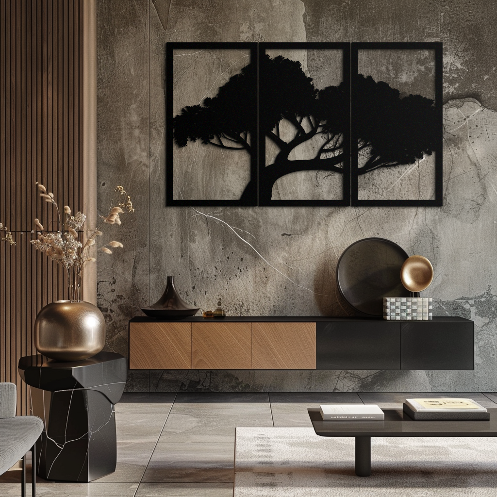 Tree Silhouette Metal Wall Art - Modern Nature-Inspired Decor - KAF222 - Tampa Home & Garden Store
