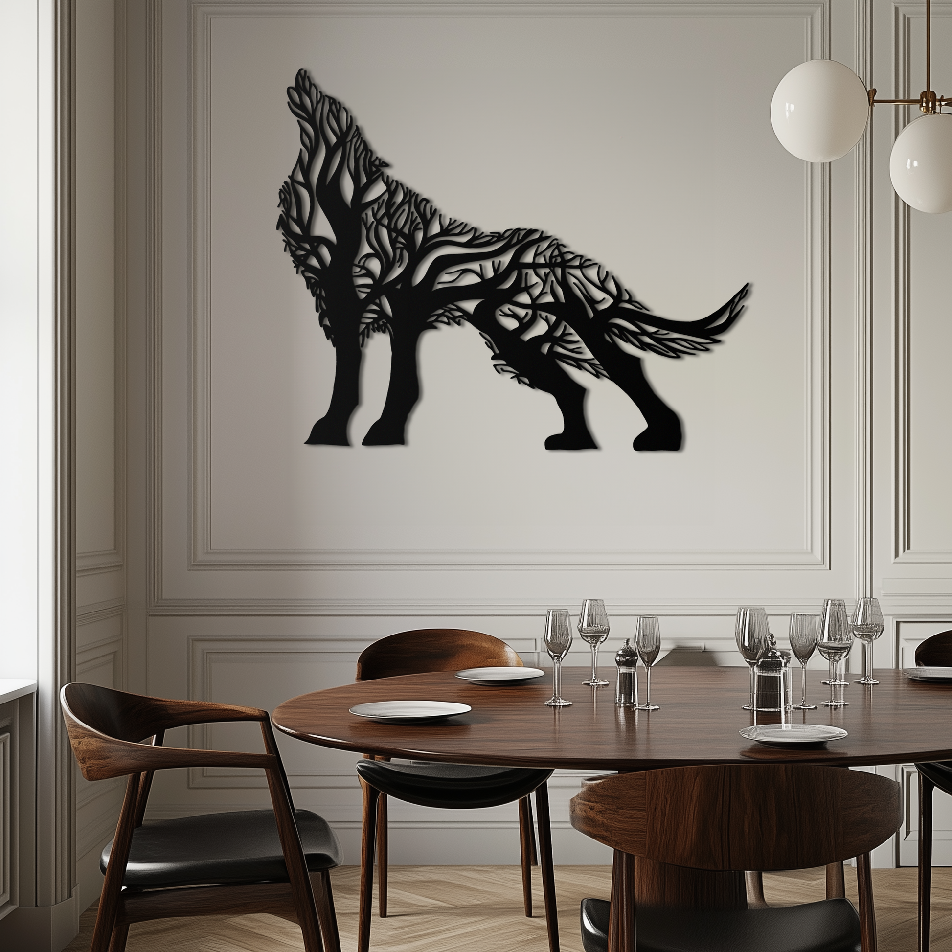 Tree Wolf Metal Wall Art - Nature-Inspired Wildlife Decor- KAF263 - Tampa Home & Garden Store
