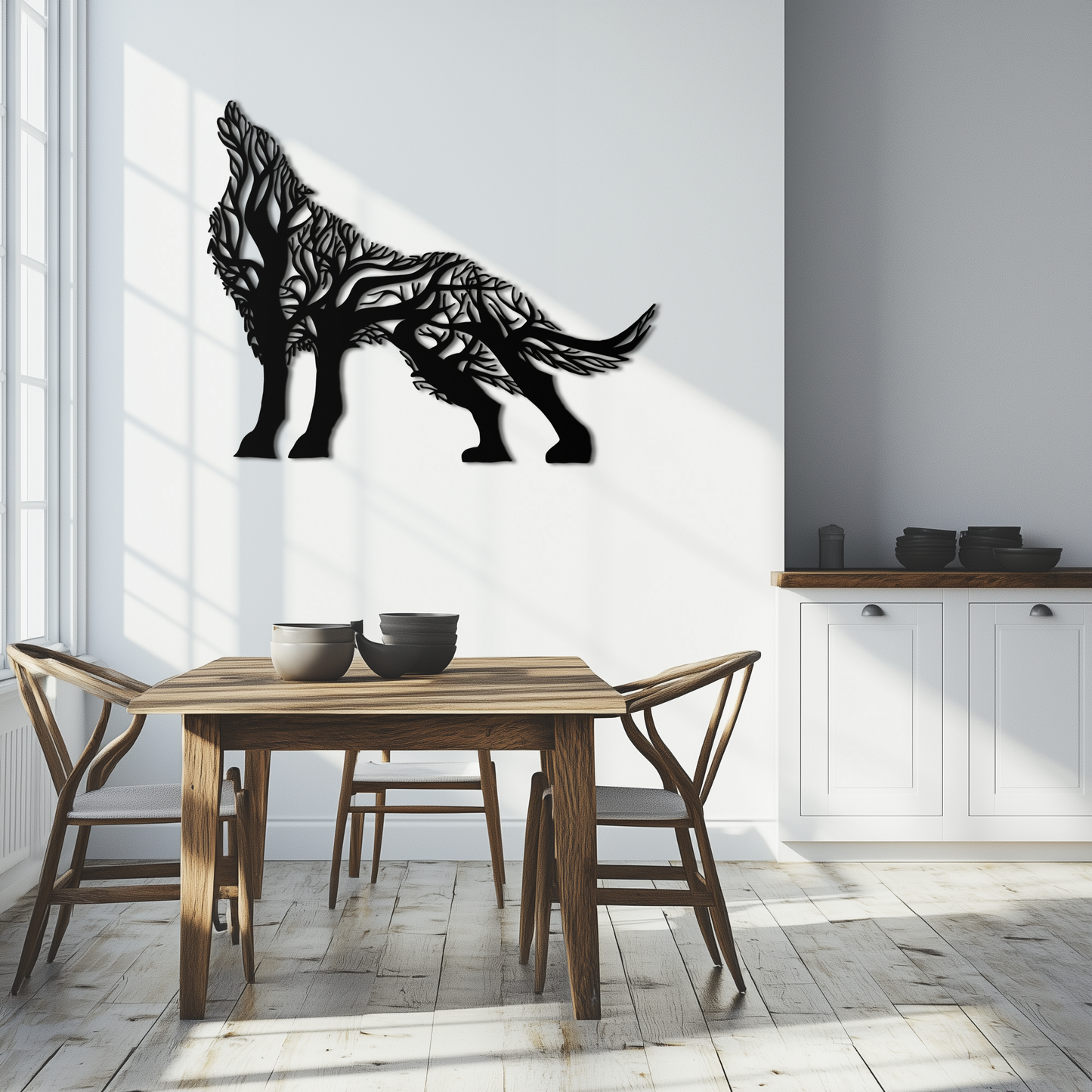 Tree Wolf Metal Wall Art - Nature-Inspired Wildlife Decor- KAF263 - Tampa Home & Garden Store