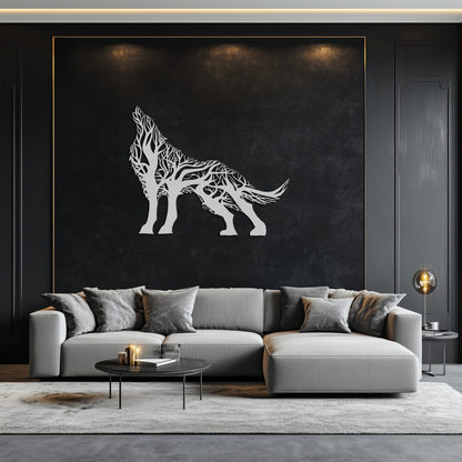 Tree Wolf Metal Wall Art - Nature-Inspired Wildlife Decor- KAF263 - Tampa Home & Garden Store