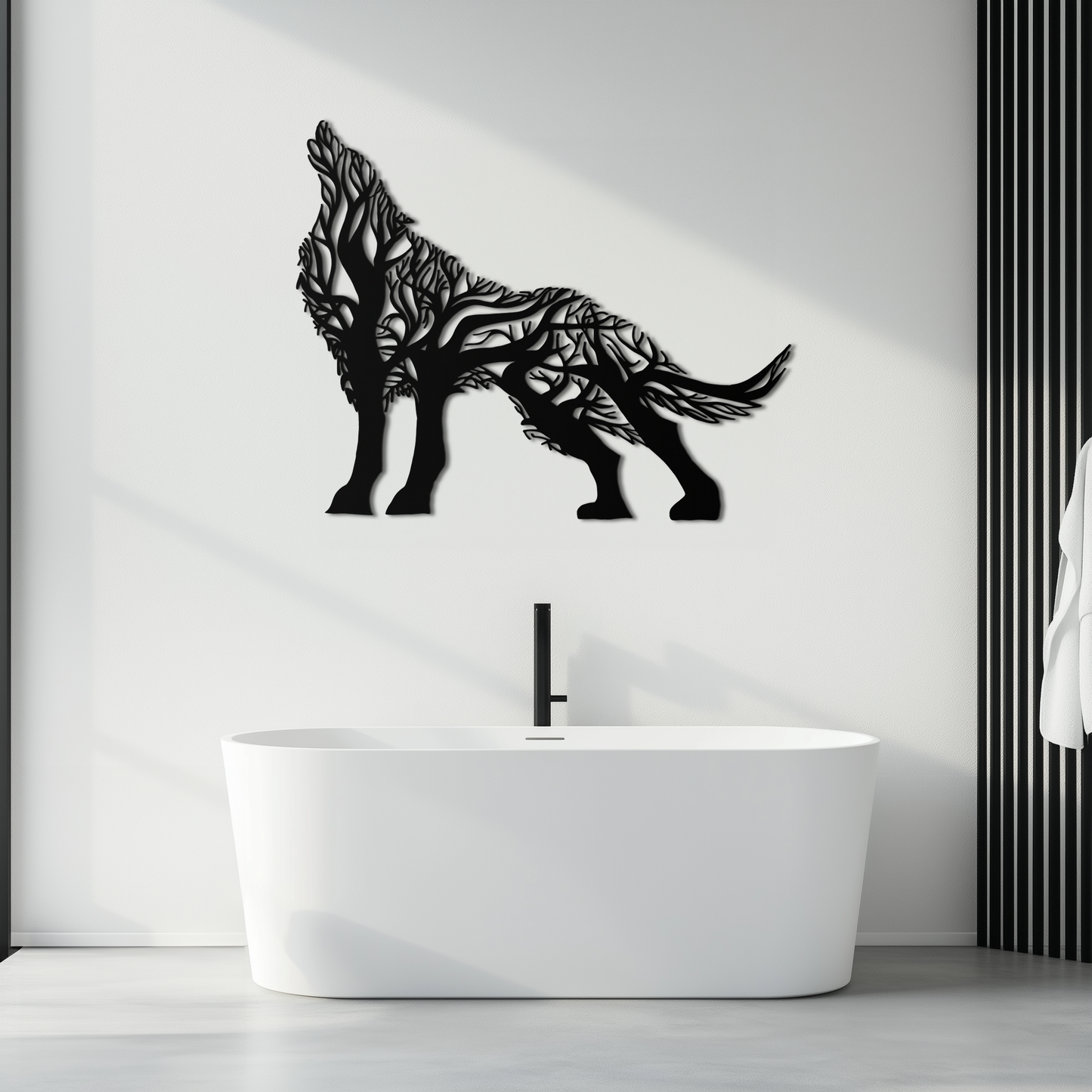 Tree Wolf Metal Wall Art - Nature-Inspired Wildlife Decor- KAF263 - Tampa Home & Garden Store