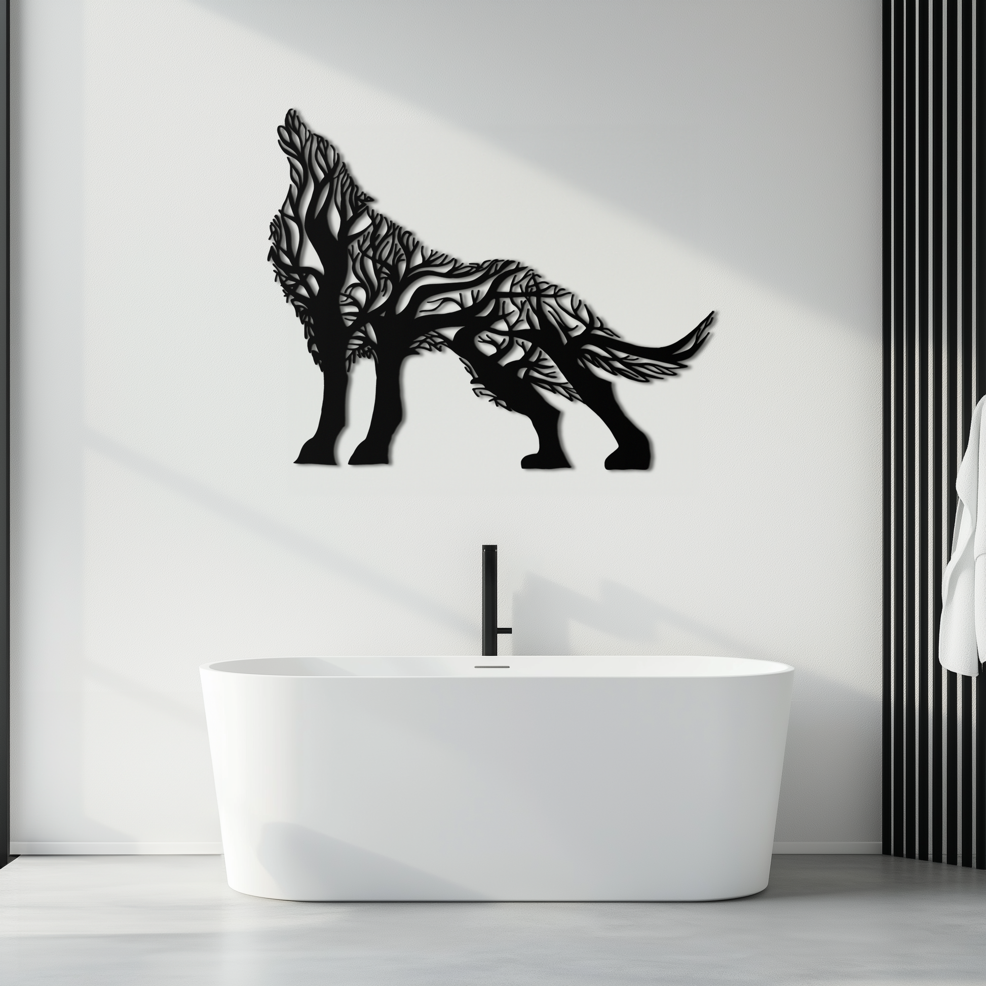 Tree Wolf Metal Wall Art - Nature-Inspired Wildlife Decor- KAF263 - Tampa Home & Garden Store