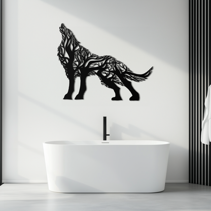 Tree Wolf Metal Wall Art - Nature-Inspired Wildlife Decor- KAF263 - Tampa Home & Garden Store