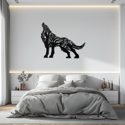 Tree Wolf Metal Wall Art - Nature-Inspired Wildlife Decor- KAF263 - Tampa Home & Garden Store