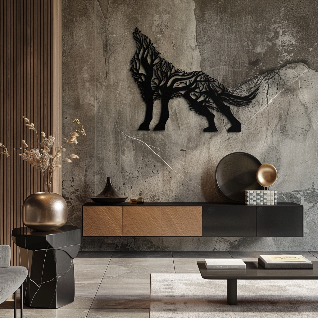 Tree Wolf Metal Wall Art - Nature-Inspired Wildlife Decor- KAF263 - Tampa Home & Garden Store