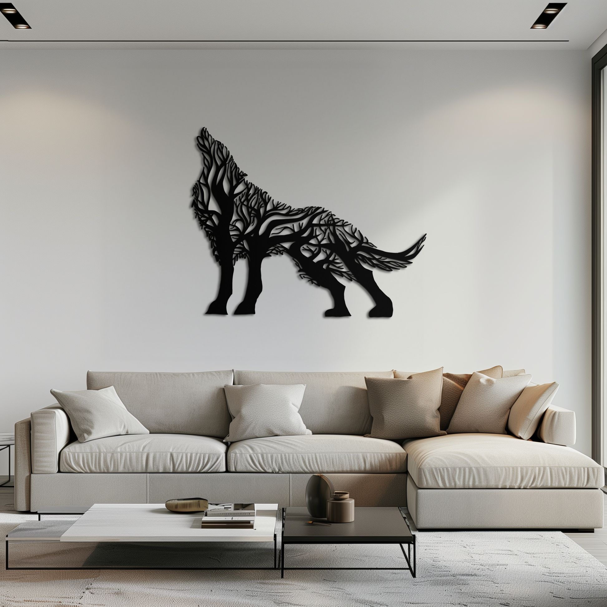 Tree Wolf Metal Wall Art - Nature-Inspired Wildlife Decor- KAF263 - Tampa Home & Garden Store