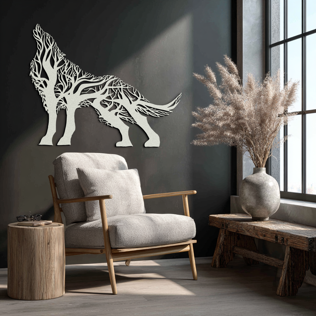 Tree Wolf Metal Wall Art - Nature-Inspired Wildlife Decor- KAF263 - Tampa Home & Garden Store