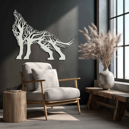 Tree Wolf Metal Wall Art - Nature-Inspired Wildlife Decor- KAF263 - Tampa Home & Garden Store