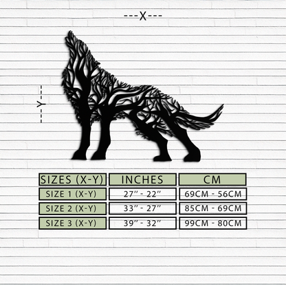 Tree Wolf Metal Wall Art - Nature-Inspired Wildlife Decor- KAF263 - Tampa Home & Garden Store