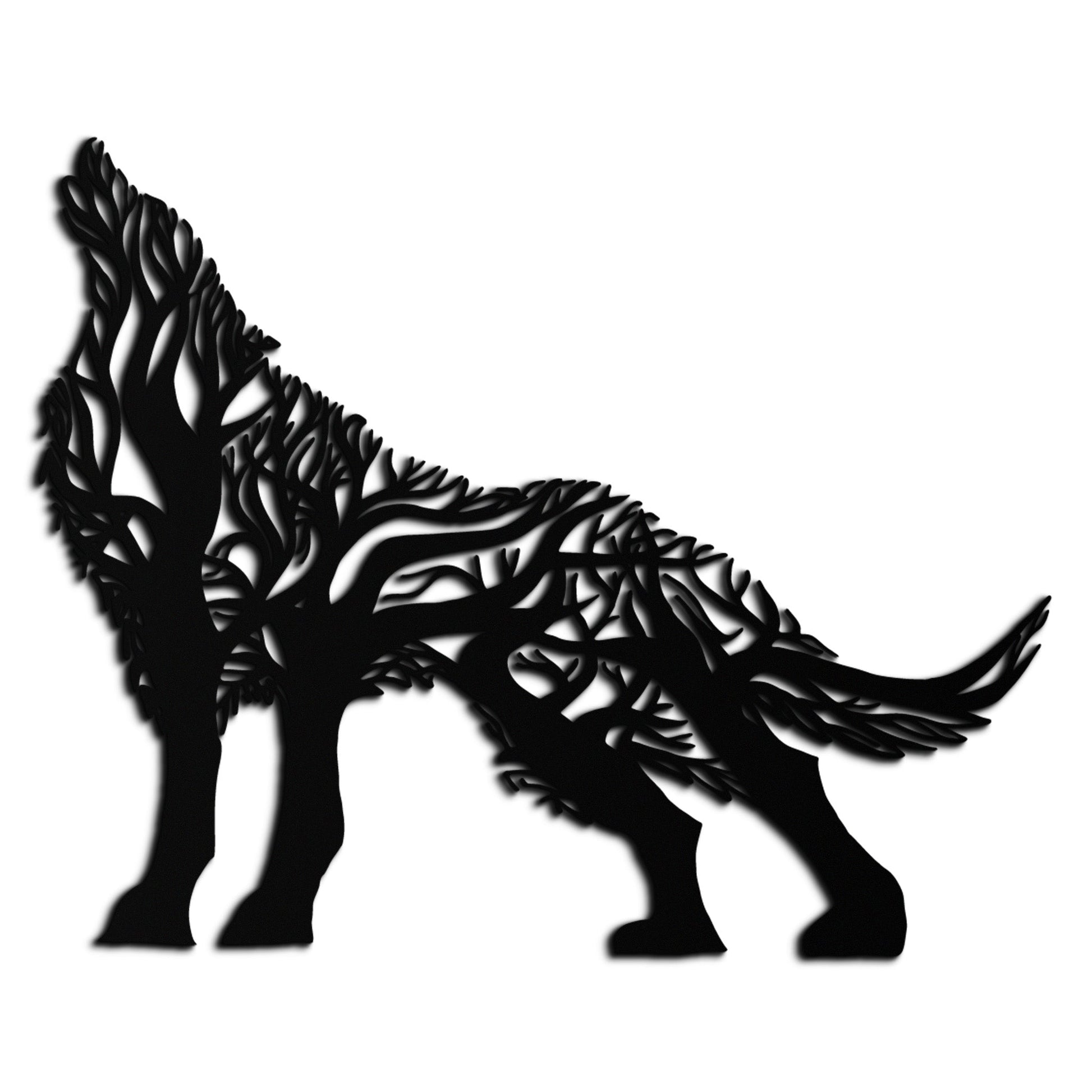 Tree Wolf Metal Wall Art - Nature-Inspired Wildlife Decor- KAF263 - Tampa Home & Garden Store