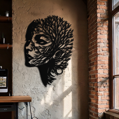 Tree Woman Metal Wall Art - Nature-Inspired Female Silhouette Decor- KAF472 - Tampa Home & Garden Store