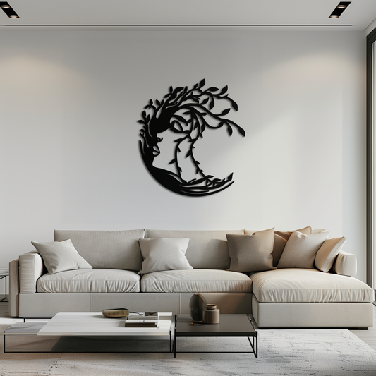Tree Woman Silhouette Metal Wall Art – Nature-Inspired Feminine Design for Home Decor- KAF680 - Tampa Home & Garden Store