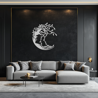 Tree Woman Silhouette Metal Wall Art – Nature-Inspired Feminine Design for Home Decor- KAF680