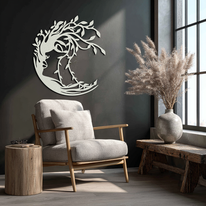 Tree Woman Silhouette Metal Wall Art – Nature-Inspired Feminine Design for Home Decor- KAF680