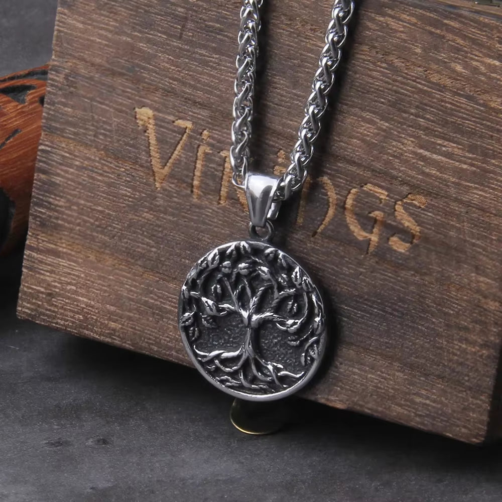 Tree of Life Amulet Stainless Steel Men’s Necklace - Tampa Home & Garden Store