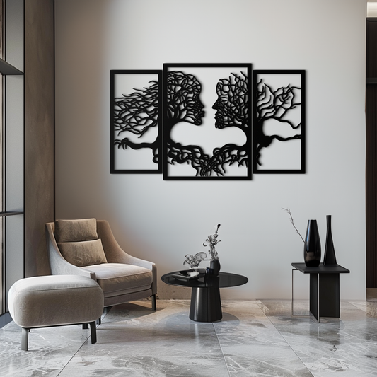 Tree of Life Lovers Metal Wall Art - 3-Piece Modern Steel Wall Decor - KAF129 - Tampa Home & Garden Store