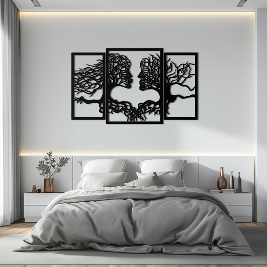 Tree of Life Lovers Metal Wall Art - 3-Piece Modern Steel Wall Decor - KAF129 - Tampa Home & Garden Store