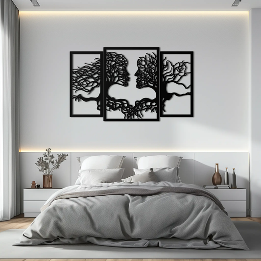 Tree of Life Lovers Metal Wall Art - 3-Piece Modern Steel Wall Decor - KAF129 - Tampa Home & Garden Store