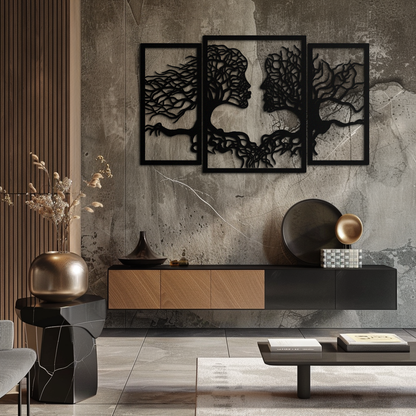 Tree of Life Lovers Metal Wall Art - 3-Piece Modern Steel Wall Decor - KAF129 - Tampa Home & Garden Store