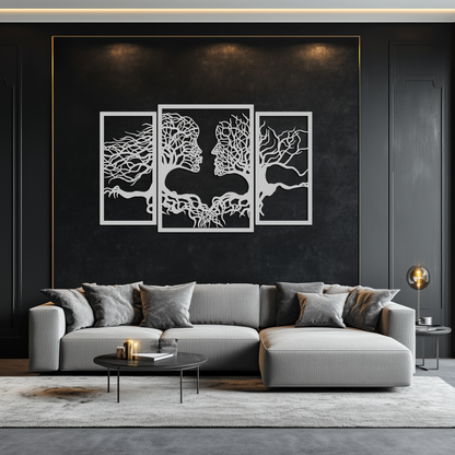 Tree of Life Lovers Metal Wall Art - 3-Piece Modern Steel Wall Decor - KAF129 - Tampa Home & Garden Store