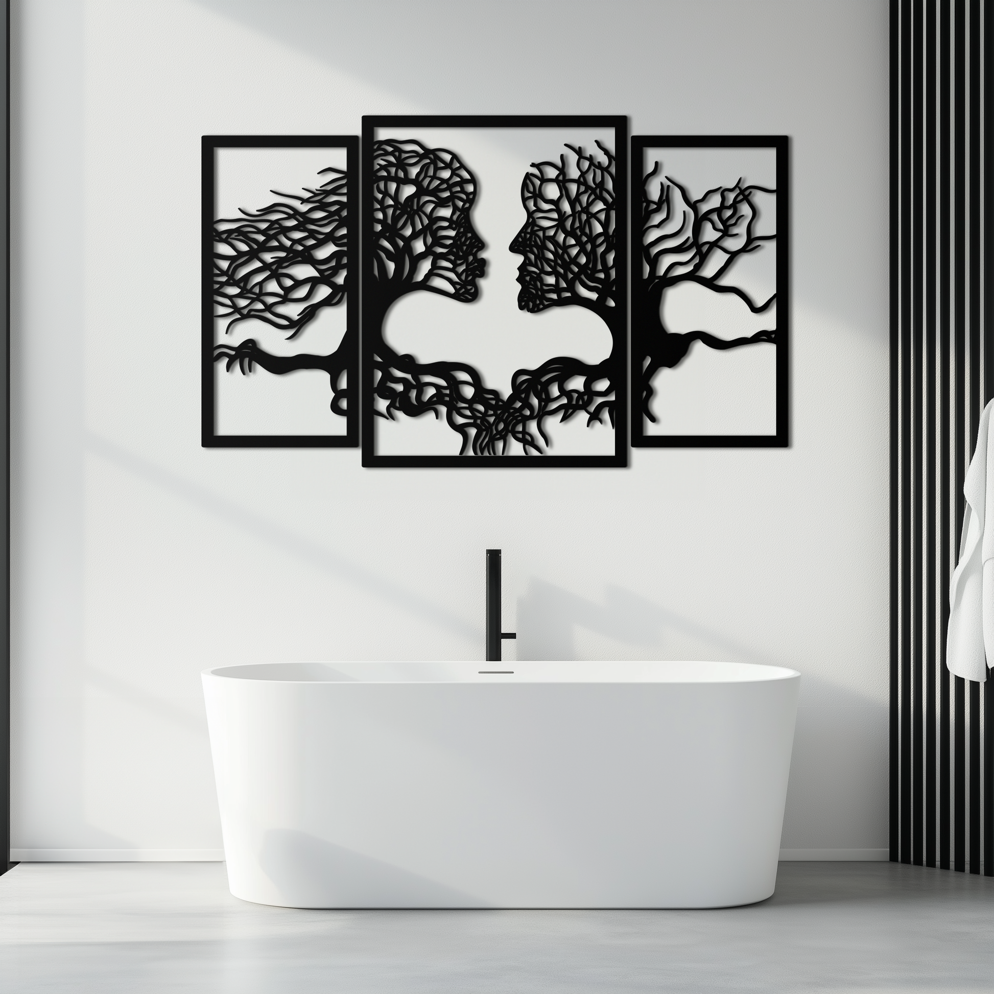Tree of Life Lovers Metal Wall Art - 3-Piece Modern Steel Wall Decor - KAF129 - Tampa Home & Garden Store