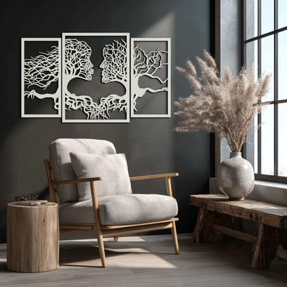 Tree of Life Lovers Metal Wall Art - 3-Piece Modern Steel Wall Decor - KAF129 - Tampa Home & Garden Store