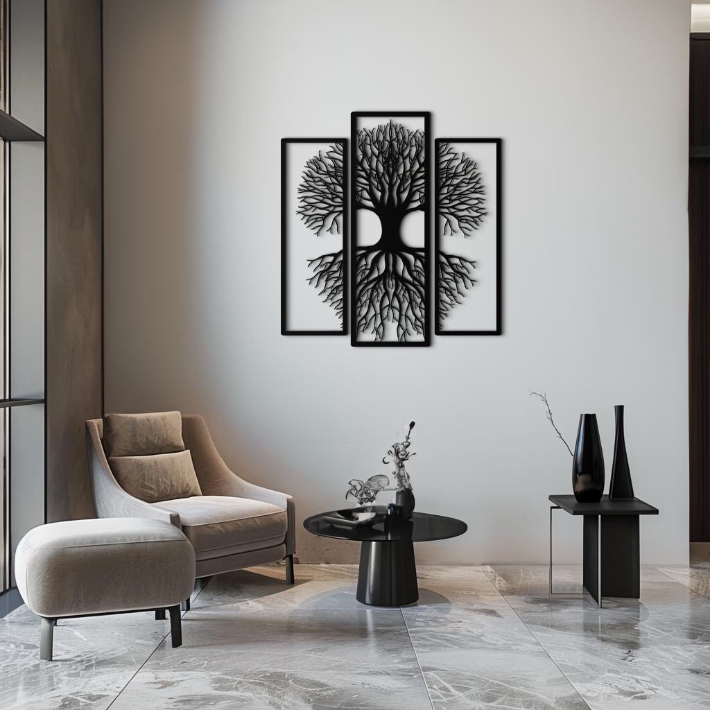 Tree of Life Metal Wall Art – 3-Panel Nature Decor - KAF214 - Tampa Home & Garden Store