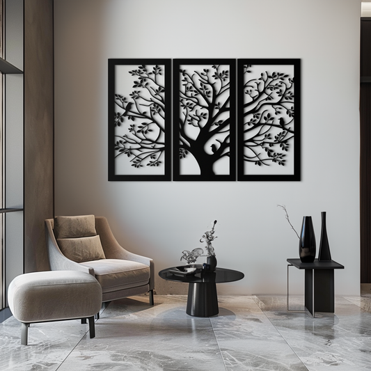 Tree of Life Metal Wall Art - 3-Piece Nature-Inspired Steel Decor - KAF093 - Tampa Home & Garden Store