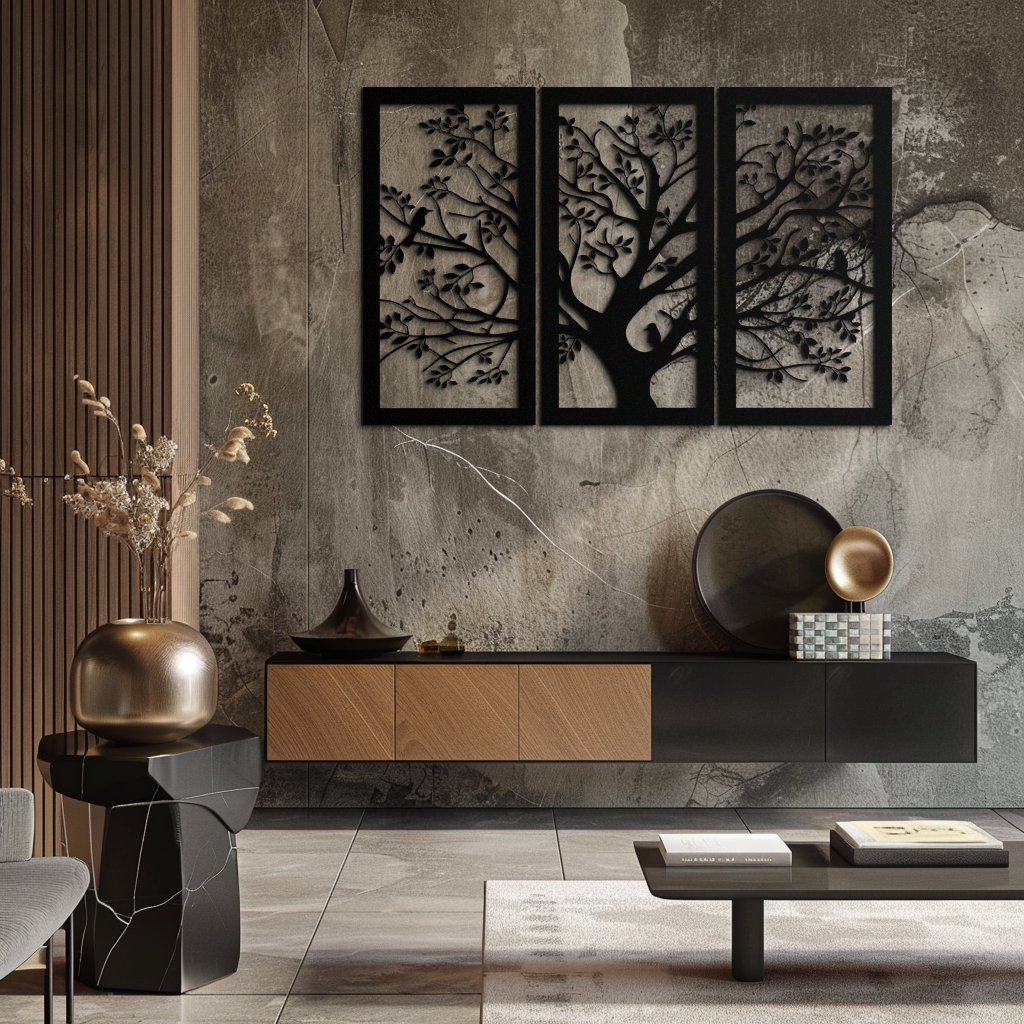 Tree of Life Metal Wall Art - 3-Piece Nature-Inspired Steel Decor - KAF093 - Tampa Home & Garden Store