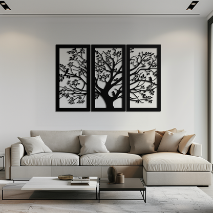 Tree of Life Metal Wall Art - 3-Piece Nature-Inspired Steel Decor - KAF093 - Tampa Home & Garden Store