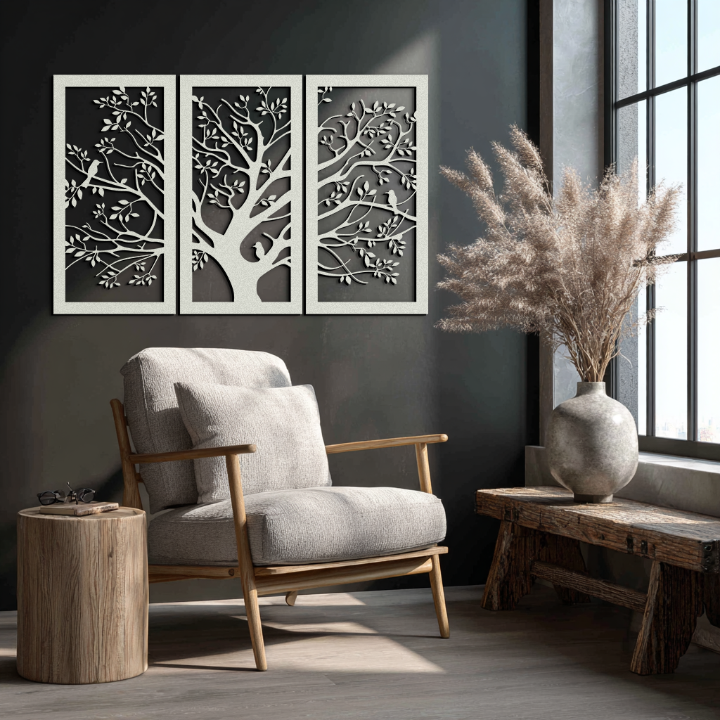 Tree of Life Metal Wall Art - 3-Piece Nature-Inspired Steel Decor - KAF093 - Tampa Home & Garden Store