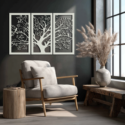 Tree of Life Metal Wall Art - 3-Piece Nature-Inspired Steel Decor - KAF093 - Tampa Home & Garden Store