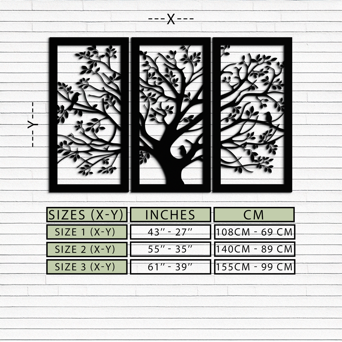 Tree of Life Metal Wall Art - 3-Piece Nature-Inspired Steel Decor - KAF093 - Tampa Home & Garden Store