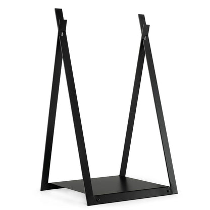 Estante triangular para leña con base elevada para chimenea/pozo de fuego - Negro