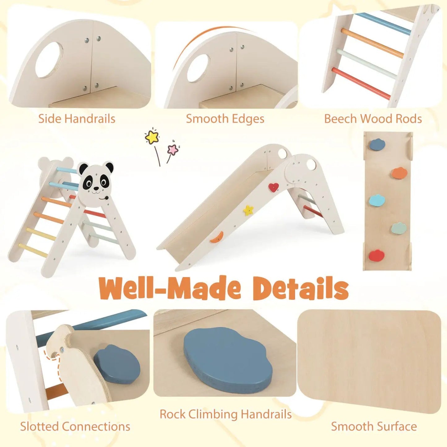 Triangle Foldable Kids Climbing Toys Panda Themed