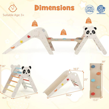 Triangle Foldable Kids Climbing Toys Panda Themed