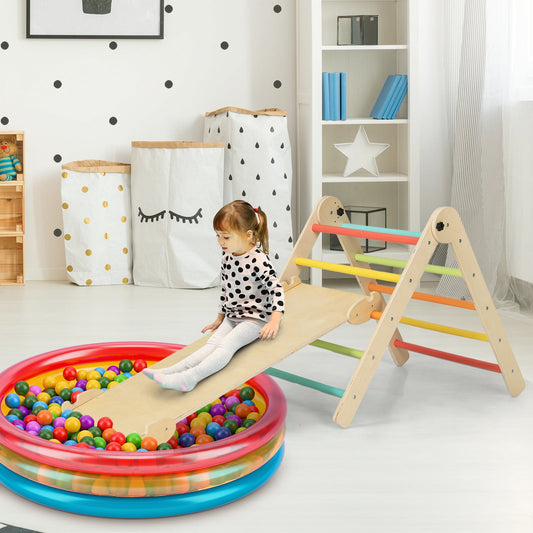 3-in-1 Climbing Set Foldable and Adjustable Kids Triangle Set-Multicolor - Tampa Home & Garden Store