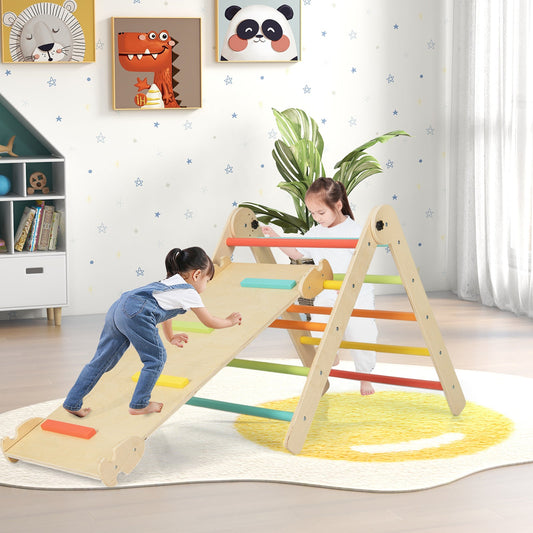 3-in-1 Climbing Set Foldable and Adjustable Kids Triangle Set-Multicolor - Tampa Home & Garden Store