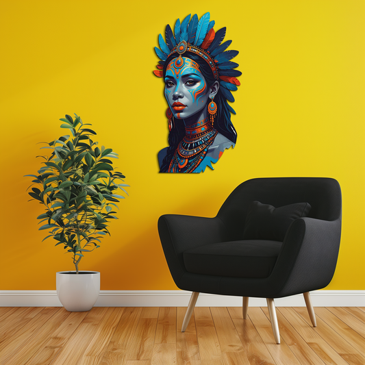 Tribal Blue Goddess Metal Wall Art – Ethnic Spirit Decor-KAFUVM021 - Tampa Home & Garden Store