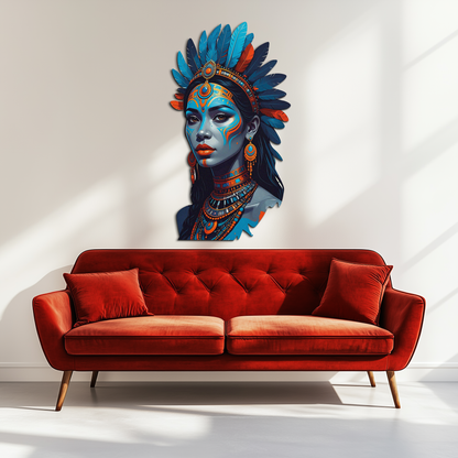 Tribal Blue Goddess Metal Wall Art – Ethnic Spirit Decor-KAFUVM021 - Tampa Home & Garden Store