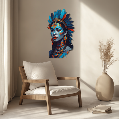 Tribal Blue Goddess Metal Wall Art – Ethnic Spirit Decor-KAFUVM021 - Tampa Home & Garden Store