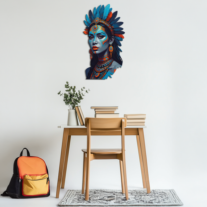 Tribal Blue Goddess Metal Wall Art – Ethnic Spirit Decor-KAFUVM021 - Tampa Home & Garden Store