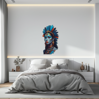 Tribal Blue Goddess Metal Wall Art – Ethnic Spirit Decor-KAFUVM021 - Tampa Home & Garden Store