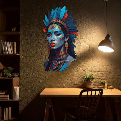 Tribal Blue Goddess Metal Wall Art – Ethnic Spirit Decor-KAFUVM021 - Tampa Home & Garden Store