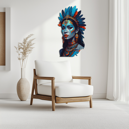 Tribal Blue Goddess Metal Wall Art – Ethnic Spirit Decor-KAFUVM021 - Tampa Home & Garden Store
