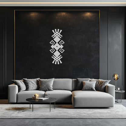 Tribal Ethnic Pattern Metal Wall Art – Abstract Geometric Black Steel Decor for Modern Bohemian Interiors- KAF432 - Tampa Home & Garden Store