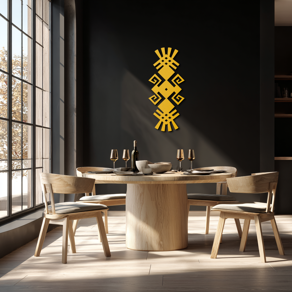 Tribal Ethnic Pattern Metal Wall Art – Abstract Geometric Black Steel Decor for Modern Bohemian Interiors- KAF432 - Tampa Home & Garden Store