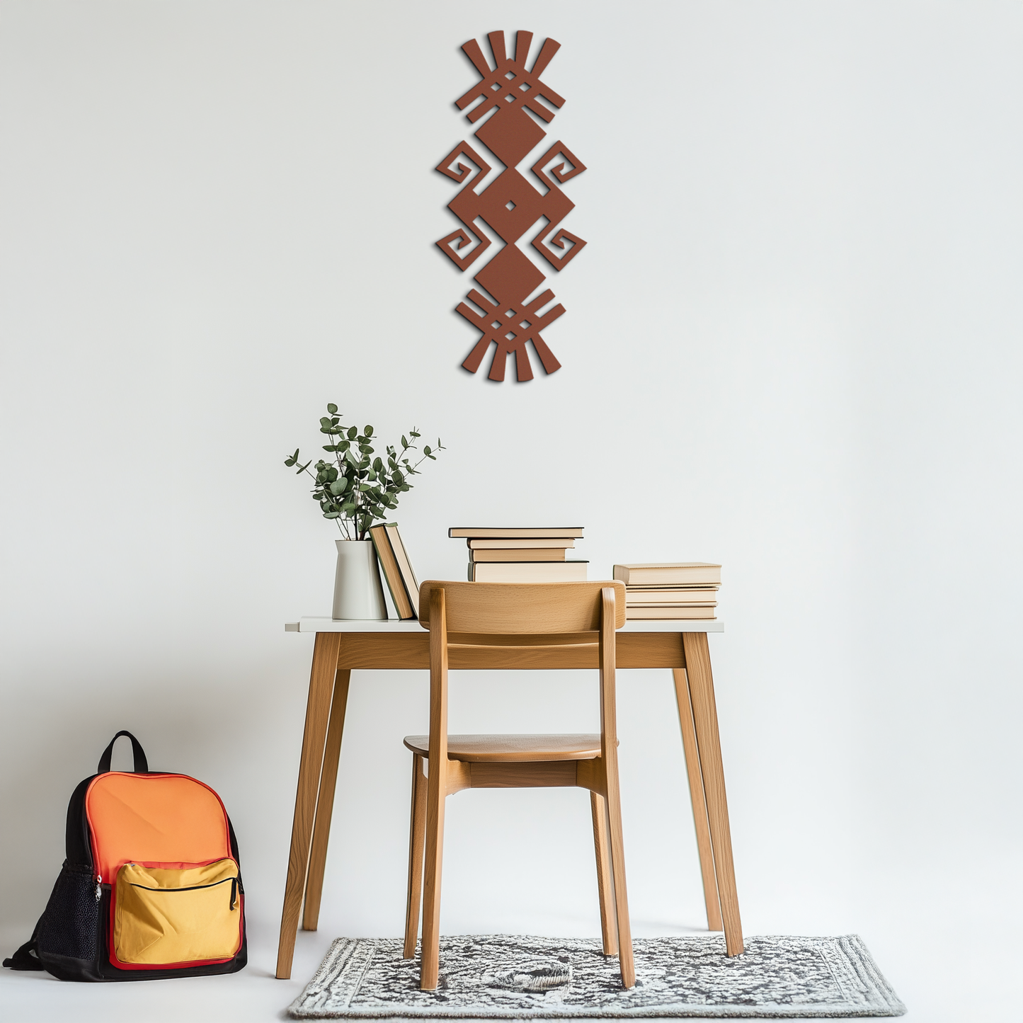 Tribal Ethnic Pattern Metal Wall Art – Abstract Geometric Black Steel Decor for Modern Bohemian Interiors- KAF432 - Tampa Home & Garden Store