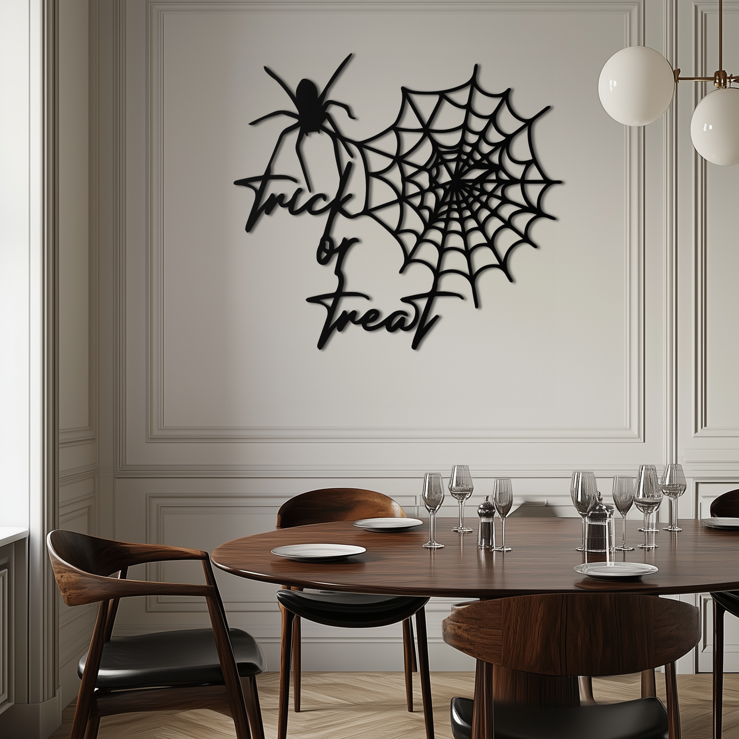 "Trick or Treat" Halloween Metal Wall Art – Spider Web Design- KAF278 - Tampa Home & Garden Store